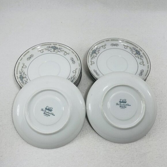 Vintage Wade Diane Cup Saucer 6” Set Lot 12 Plate Dish Serving Flower Circa 1980 - Picture 4 of 10